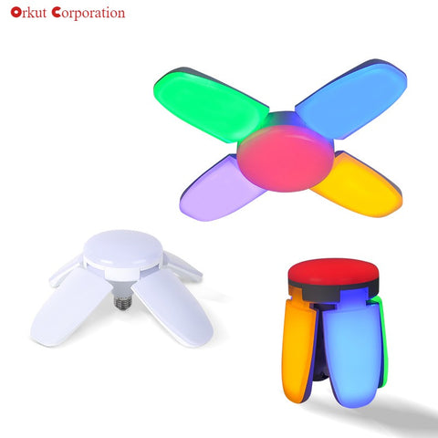 Adjustable 60W Fan Blade Led Light Colorful 4 Leaf Ceiling Fan Light Garage Workshop Light