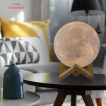 Moon Lamp Light Rechargeable 3D Printing 8cm with Stand Touch Switch Table Lamp